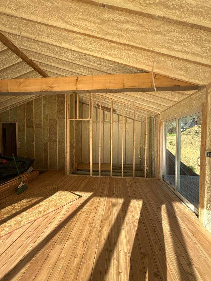 Spray foam covering the vaulted ceiling between the rafters, Stanfordville, NY