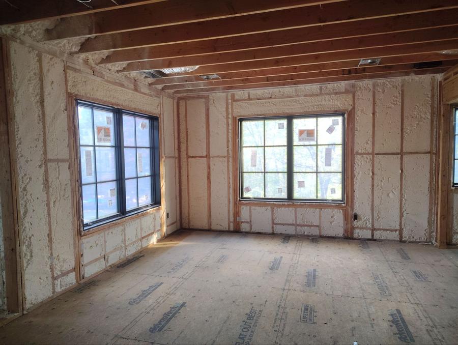 Foam-filled exterior walls around a room's windows, Weston, CT