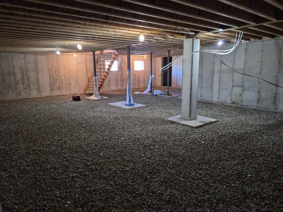 Basement gravel base before insulation, Norwalk, CT