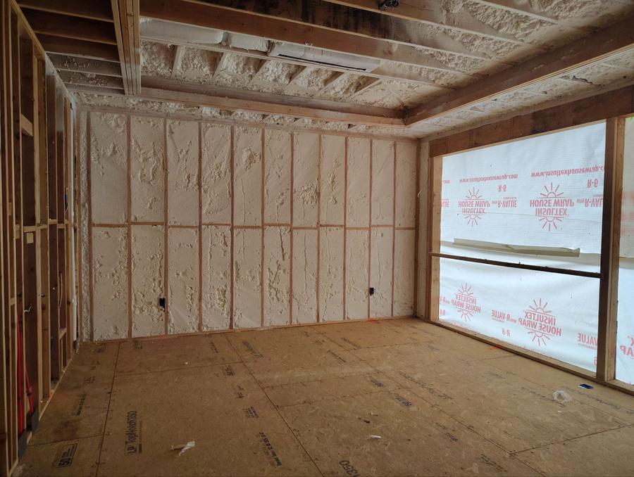 Foamed stud walls and ceiling in a framed room, Paramus, NJ