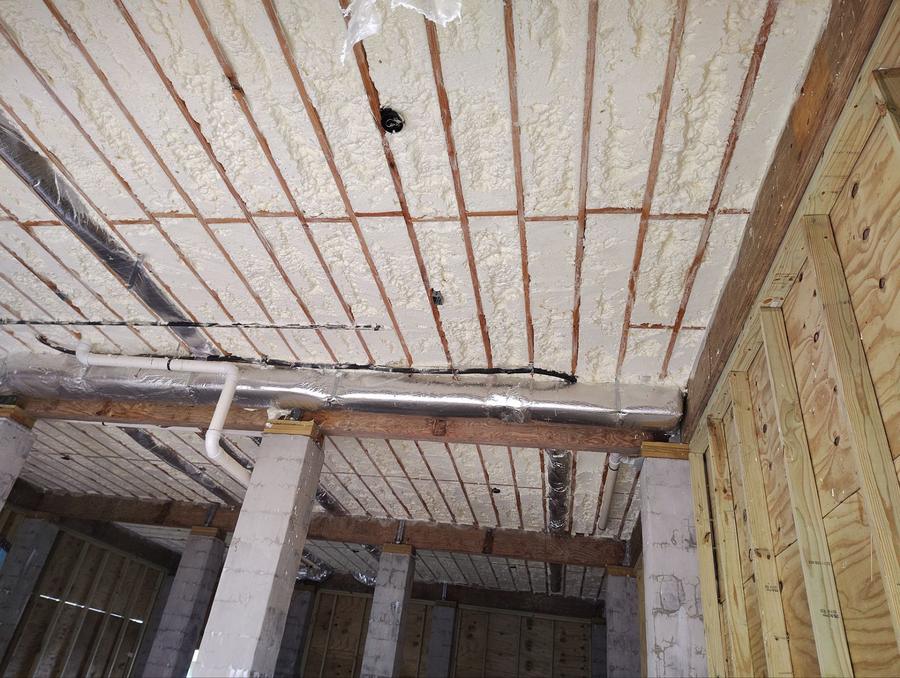 Spray foam covering the ceiling between the joists, Union Beach, NJ