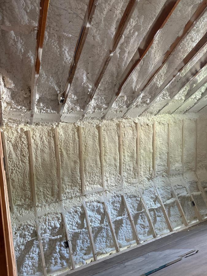 Foamed rafter bays above a fully sprayed knee wall, New Britain, CT