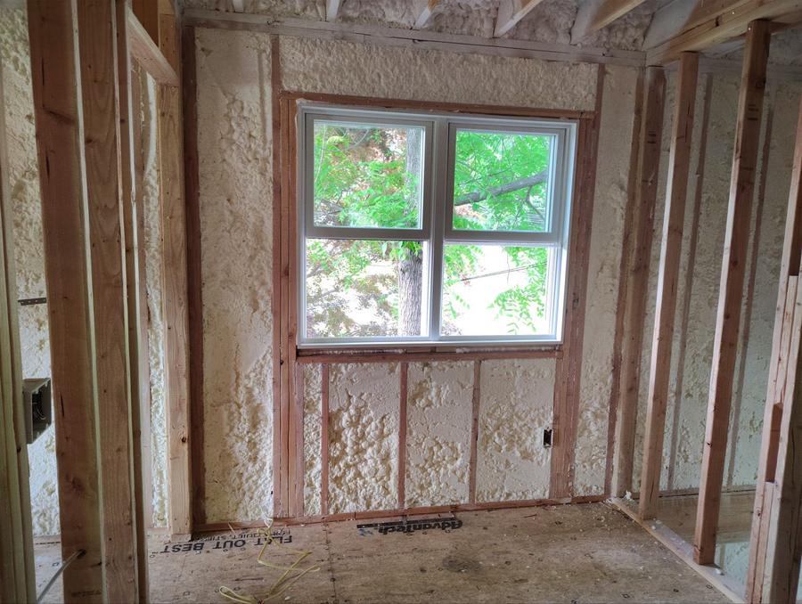 Foam filling the wall around a window, Avon, CT
