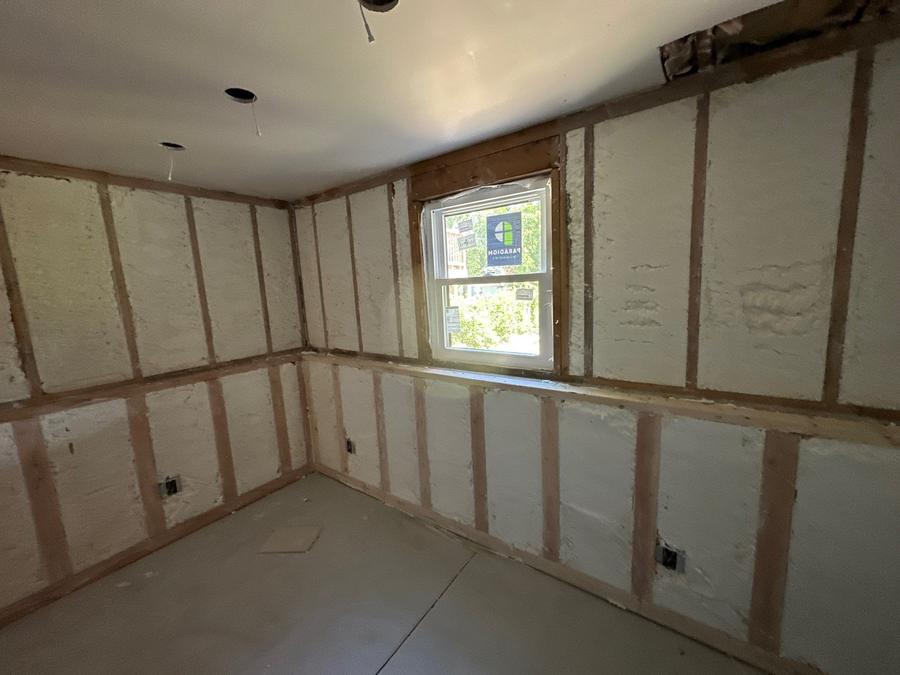 After: the same walls filled with spray foam, Danbury, CT