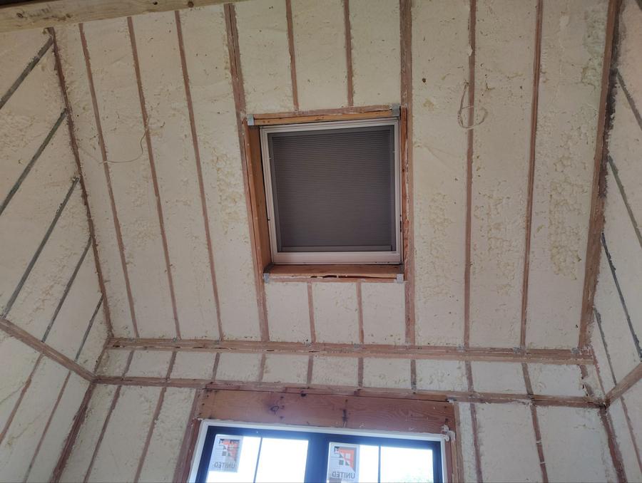 Foamed sloped ceiling around a skylight opening, Lisbon, CT