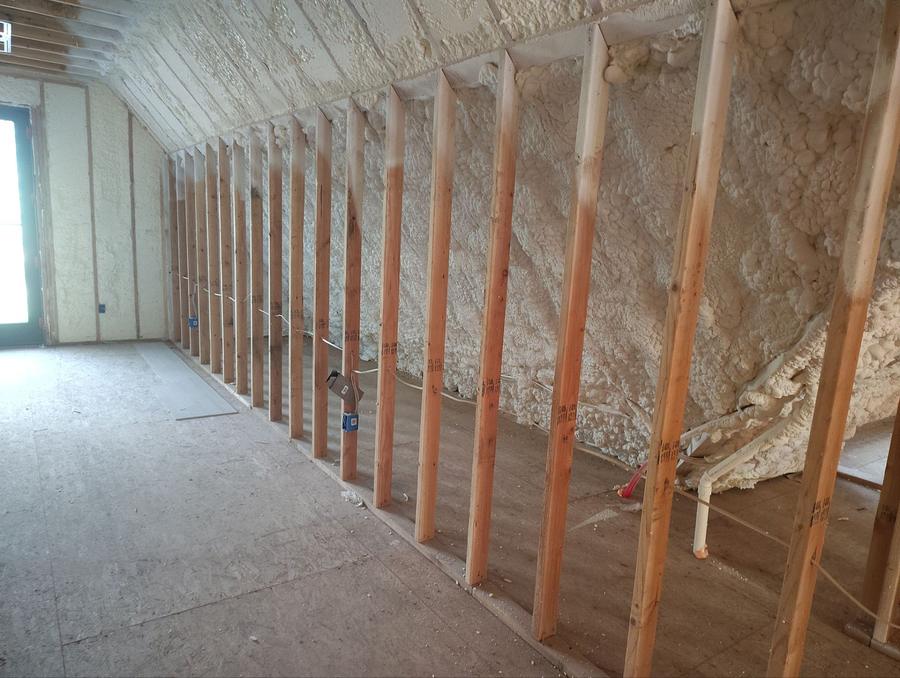 Spray foam on the roof deck behind the knee wall framing, Yorktown Heights, NY