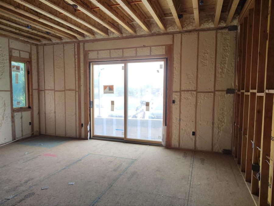 Foamed walls around a sliding door opening, Fort Lee, NJ