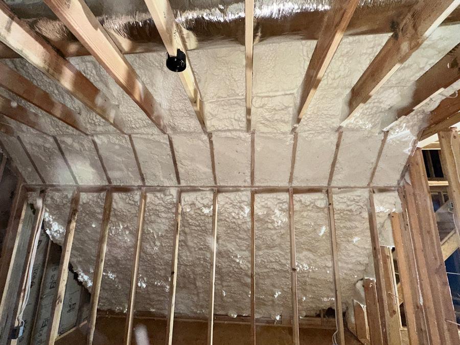 Spray foam between the rafters on the roof deck, Berkeley Township, NJ