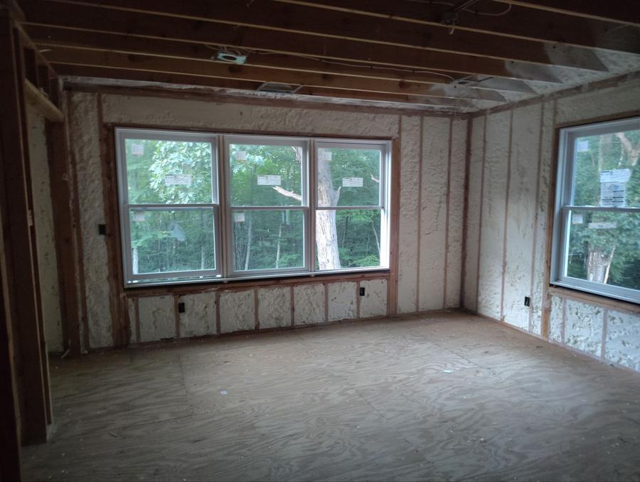 Foamed walls around a triple window, Newtown, CT