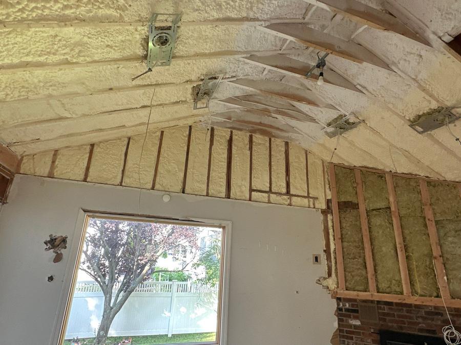 Foamed vaulted ceiling above a large window, Eastchester, NY