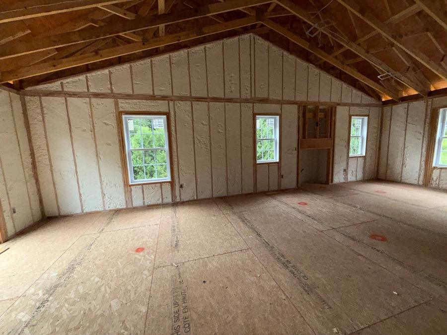 A vaulted room insulated wall to wall before the drywall goes on, Colchester, CT