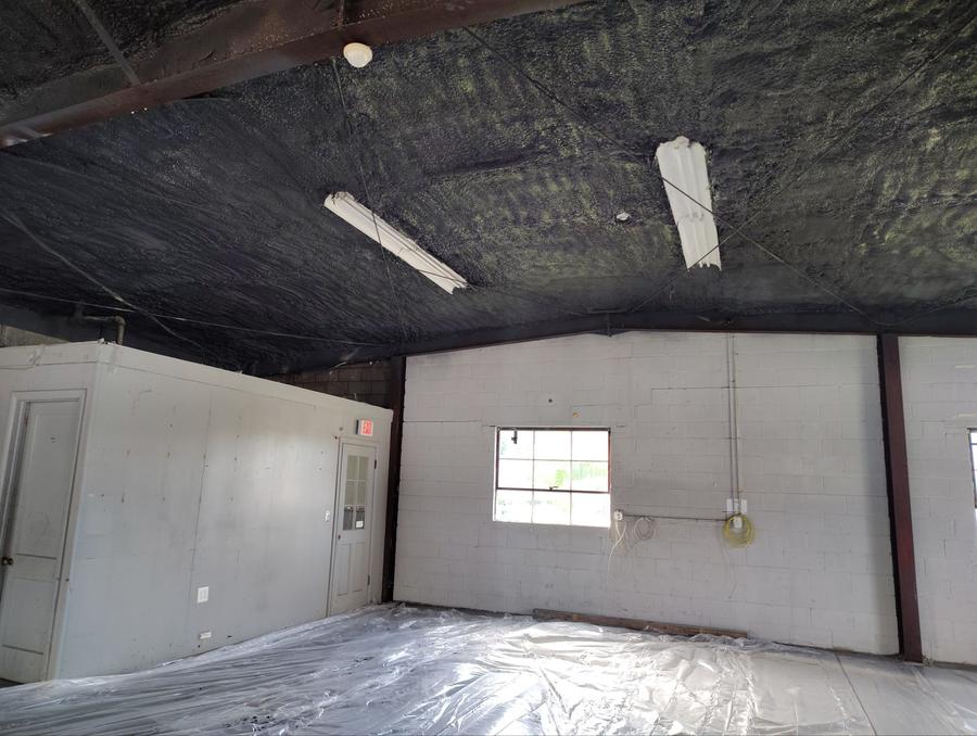 Spray foam across the full roof span of the building, Litchfield, CT