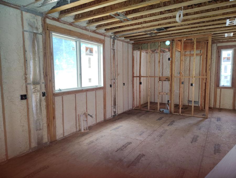 Foamed exterior walls in an open framed room, Closter, NJ
