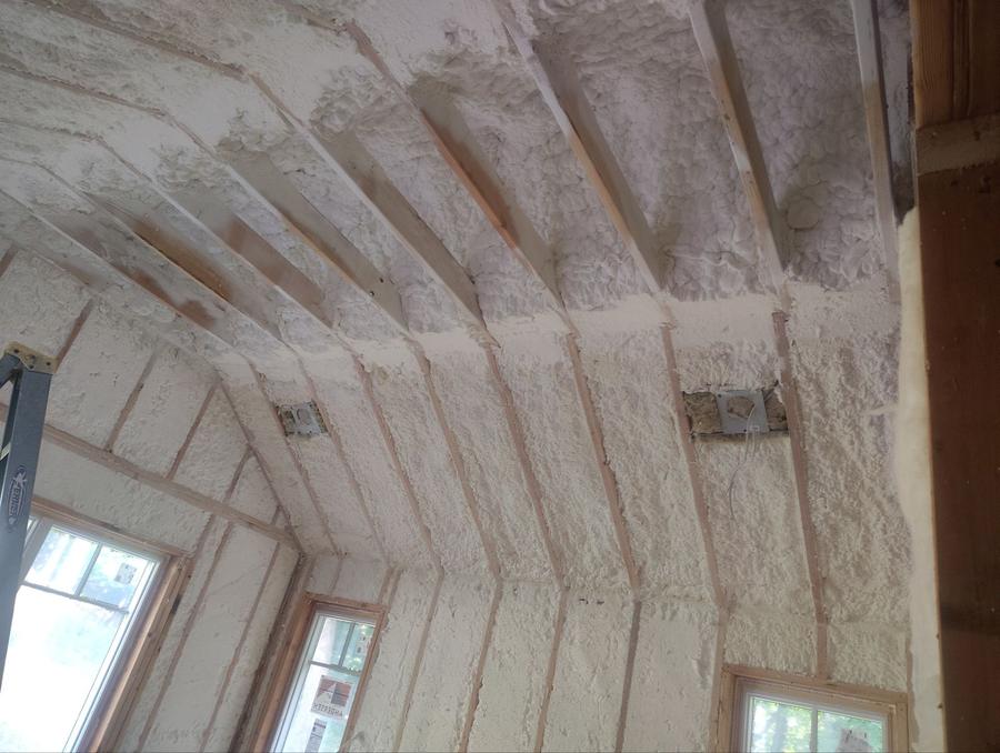 Foamed sloped ceiling above the upper windows, Bedford, NY