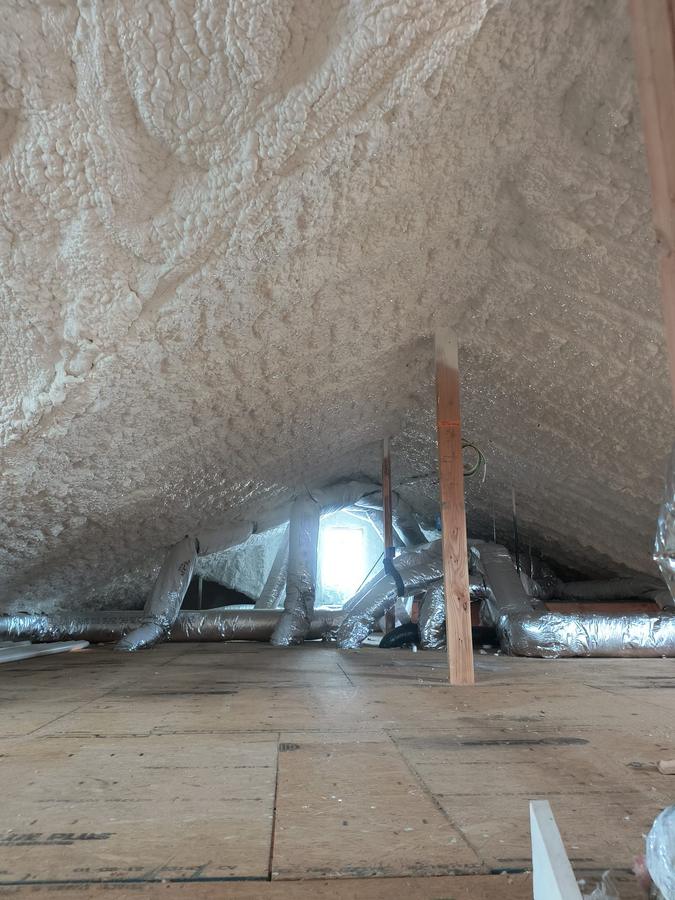 Spray foam covering the underside of the attic roof deck, Clifton, NJ