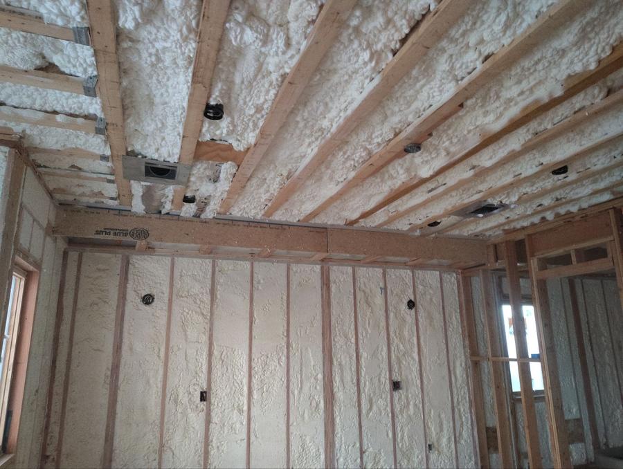 Spray foam across the ceiling bays and exterior walls, Cliffside Park, NJ