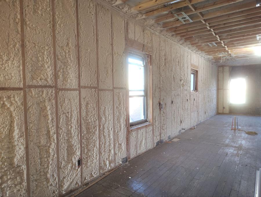 Long foamed wall running the length of the room, Hoboken, NJ
