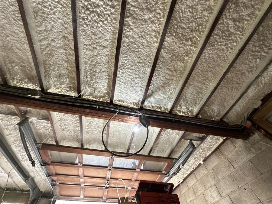 Foamed ceiling bays above the garage door, Redding, CT